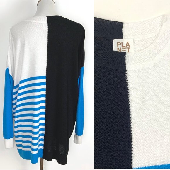 Planet by Lauren G Color Block Crew Neck Light Knit Lagenlook Sweater Sz OS - Picture 3 of 16